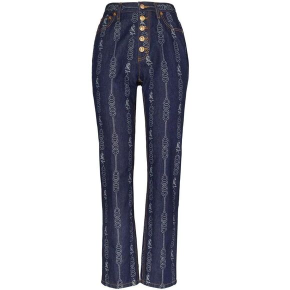 NWT TORY BURCH Gemini Link Bloom Jacquard Denim Pant Jeans Womens Size 26 - Picture 12 of 12